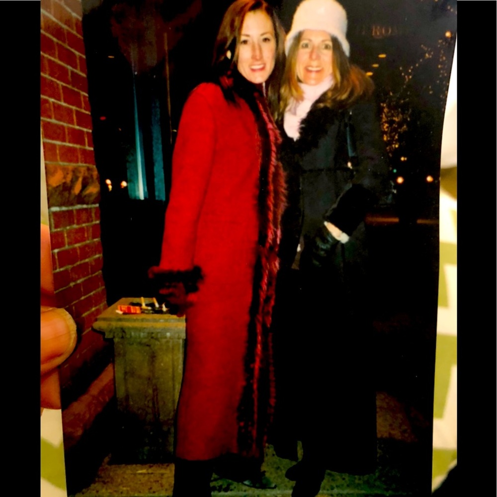 Black Shearling front button Maxi Coat